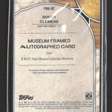 2025 Topps Museum Collection Roger Clemens #FMA-RC Museum Framed Auto Card 11/15