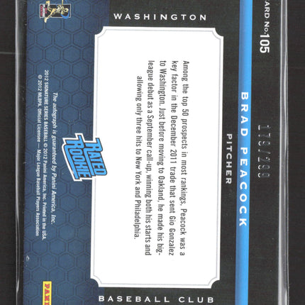 2012 Panini Signature Series Brad Peacock #105 179/299 MLB Players patch auto
