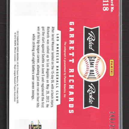2012 Panini Signature Series Garrett Richards #118 240/299 auto