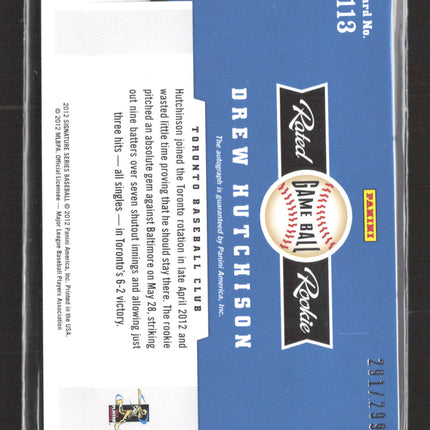 2012 Panini Signature Series Drew Hutchison #113 291/299 Game Ball auto