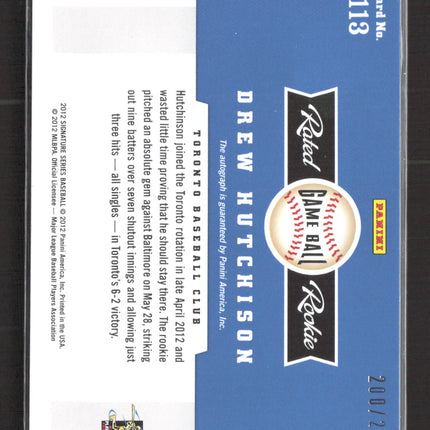 2012 Panini Signature Series Game Ball Drew Hutchison #113 200/299 Game Ball