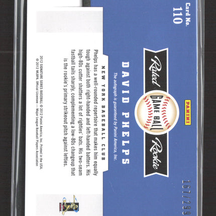 2012 Panini Signature Series Game Rated Rookie David Phelps #110 167/299 auto