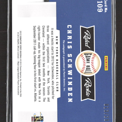 2012 Panini Signature Series Rated Rookie Chris Schwinden #109 013/299