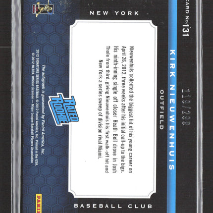 2012 Panini Signature Series Kirk Nieuwenhuis #131 /299 Rated Rookie Patch auto