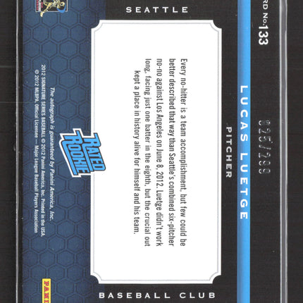 2012 Panini Signature Series Lucas Luetge #133 025/299 Patch auto