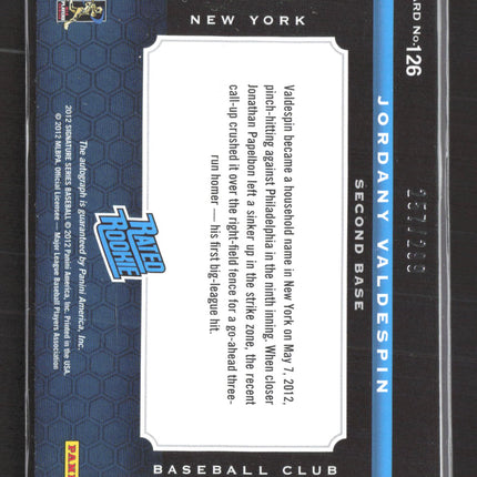 2012 Panini Signature Series Jordany Valdespin #126 Rated Rookie Patch auto