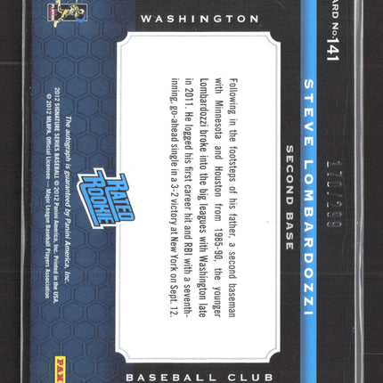 2012 Panini Signature Series Steve Lombardozzi #141 /299 MLB Players auto Patch