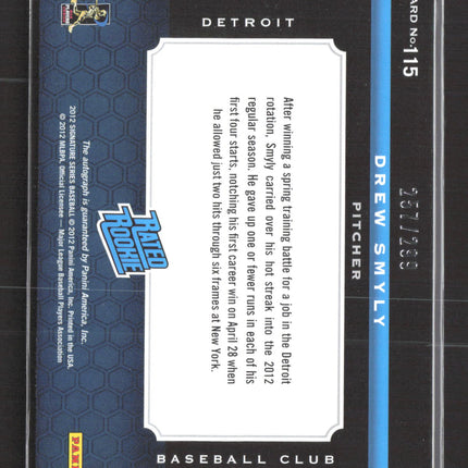 2012 Panini Signature Series Drew Smyly #115 MLB Players Choice Patch auto