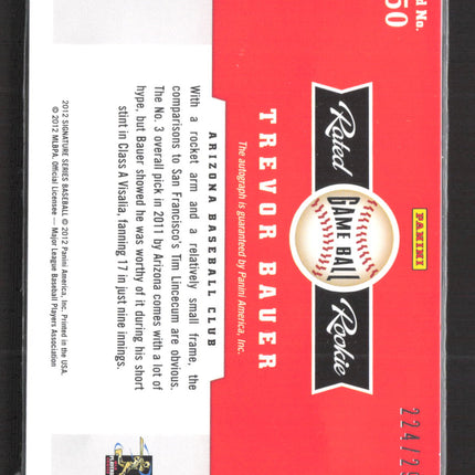 2012 Panini Signature Series Trevor Bauer #150 224/299 auto