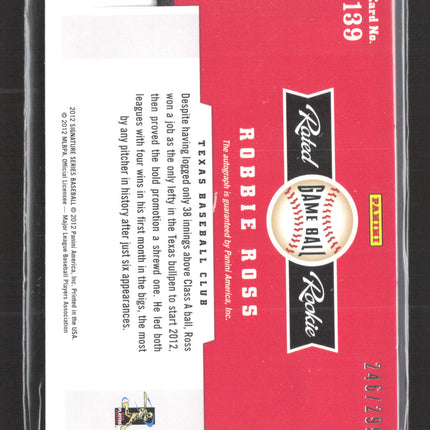 2012 Panini Signature Series Game Ball Robbie Ross #139 Rated Rookie 246/299