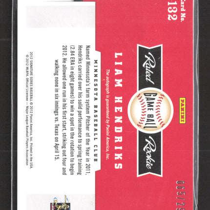 2012 Panini Signature Series Liam Hendriks #132 Rated Rookie Ball 065/299 auto