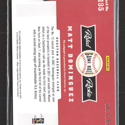 2012 Panini Signature Series Game Ball Matt Dominguez #135 182/299 auto