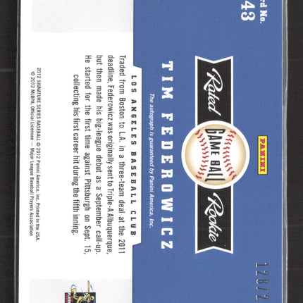 2012 Panini Signature Series Tim Federowicz #143 128/299 Game Ball auto