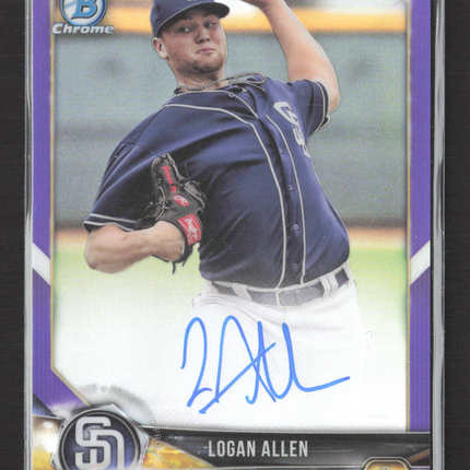 2018 Bowman Chrome Logan Allen #CPA-LA Purple Refractor auto