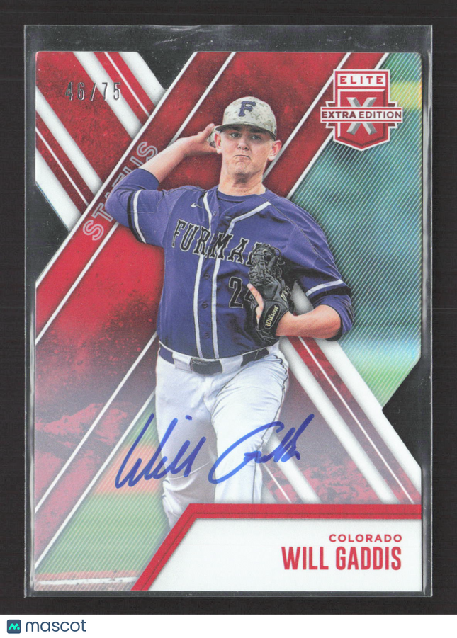 2017 Panini Elite Extra Edition Will Gaddis #86 Status Die-Cut 46/75  auto