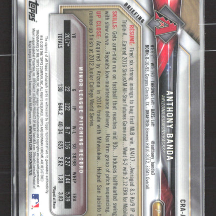 2018 Bowman Chrome Anthony Banda #CRA-AB Gold Refractor 23/50 RC auto