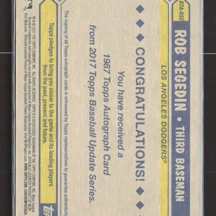2017 Topps Baseball Update Series 1987 Topps Autograph Rob Segedin #87A-RSE Auto