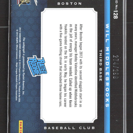 2012 Panini Signature Series Will Middlebrooks #128 274/299 MLB Patch Auto