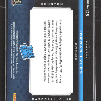 2012 Panini Signature Series Jordan Lyles #125 Rated Rookie Patch /299 Auto