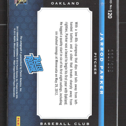 2012 Panini Signature Series Jarrod Parker #120 Rated Rookie Patch 282/299 Auto