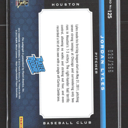 2012 Panini Signature Series Baseball Club Jordan Lyles #125 029/299 Auto Patch