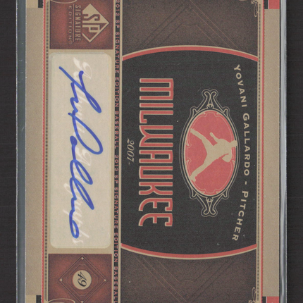 2012 Upper Deck SP Signature Edition Yovani Gallardo #49 Auto