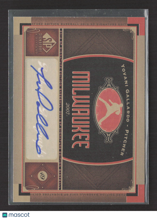 2012 Upper Deck SP Signature Edition Yovani Gallardo #49 Auto