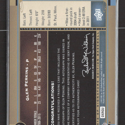 2012 Upper Deck SP Signature Edition Glen Perkins #DXRGU Auto