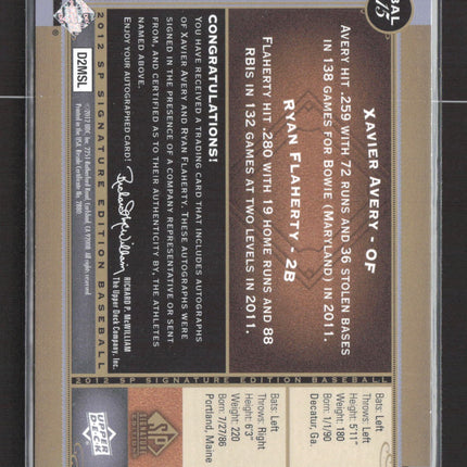 2012 Upper Deck SP Signature Edition Dual Auto Xavier Avery Ryan Flaherty #D2MSL