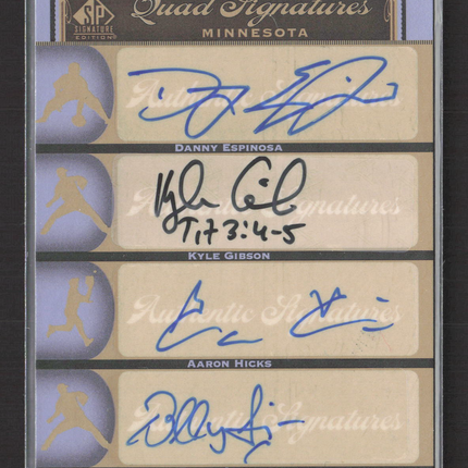 2012 SP Signature Edition Auto Aaron Hicks Lanigan Kyle Gibson Danny Espinosa