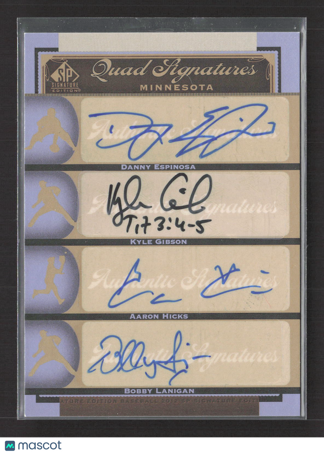 2012 SP Signature Edition Auto Aaron Hicks Lanigan Kyle Gibson Danny Espinosa