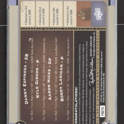 2012 SP Signature Edition Auto Aaron Hicks Lanigan Kyle Gibson Danny Espinosa