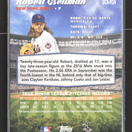 2017 Topps Stadium Club Robert Gsellman #SCA-RGN RC Auto