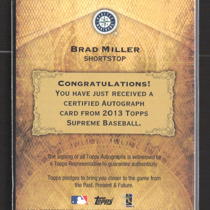 2013 Topps Supreme Brad Miller #SA-BML 10/20 Auto