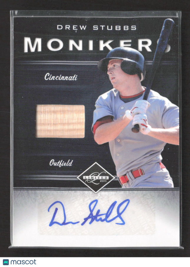 2012 Panini Limited Monikers Drew Stubbs #6 190/199 Bat Relic Auto