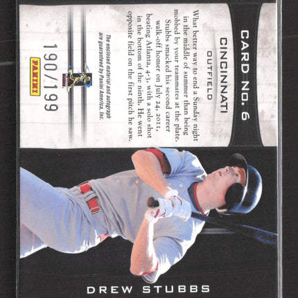 2012 Panini Limited Monikers Drew Stubbs #6 190/199 Bat Relic Auto