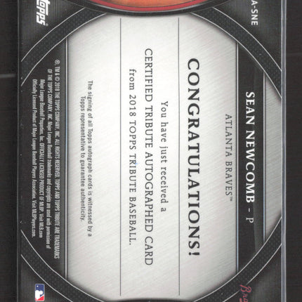 2018 Topps Tribute Sean Newcomb #TA-SNE 011/150 Auto