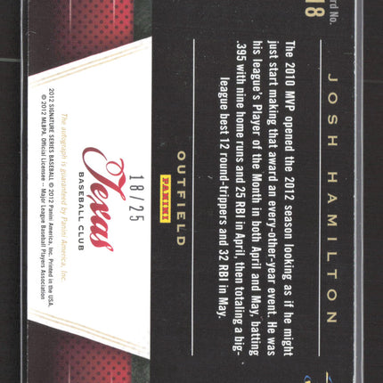 2012 Panini Signature Series Signature Stars Josh Hamilton #18 Auto /25