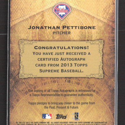 2013 Topps Supreme Jonathan Pettibone #SA-JPE 20/35 Auto