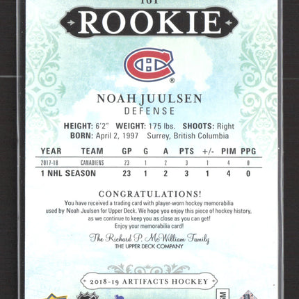 2017 Upper Deck Artifacts Noah Juulsen #161 206/499 Jersey
