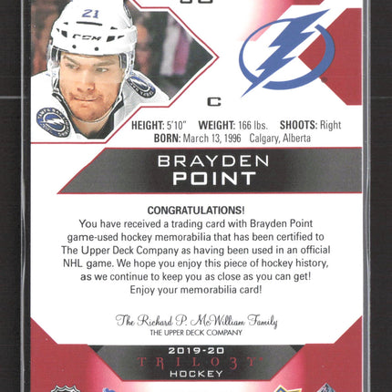2020 Upper Deck Trilogy Brayden Point #38 Game-used Jersey