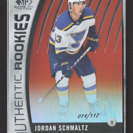 2018 Upper Deck SP Game Used Authentic Rookies Jordan Schmaltz #161 014/112