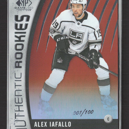 2018 Upper Deck SP Game Used Authentic Rookies Alex Iafallo #102 001/100
