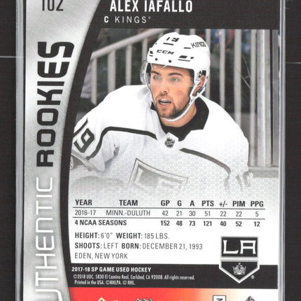 2018 Upper Deck SP Game Used Authentic Rookies Alex Iafallo #102 001/100