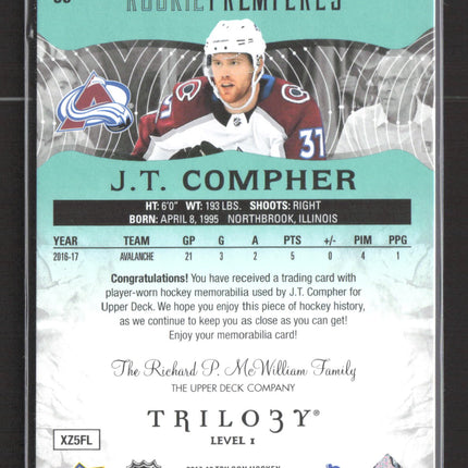 2018 Upper Deck Trilogy Rookie Premieres J.T. Compher #59 Jersey Patch 257/399