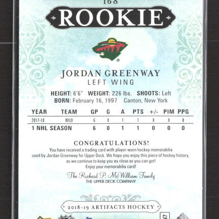 2018 Upper Deck Artifacts Jordan Greenway #168 056/499 Jersey