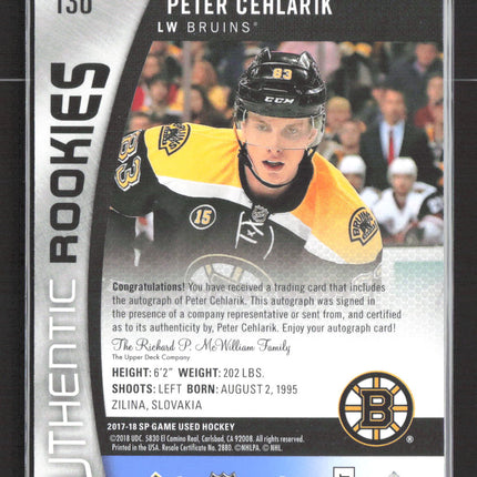 2018 Upper Deck SP Game Used Hockey Peter Cehlarik #136 Authentic Rookies Auto