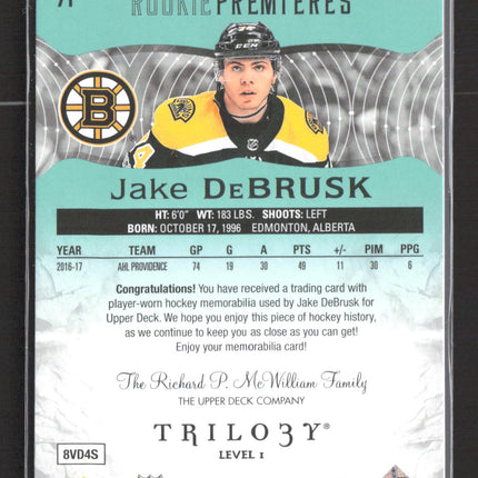 2018 Upper Deck Trilogy Rookie Premieres Jake DeBrusk #71 Jersey Patch 299/399