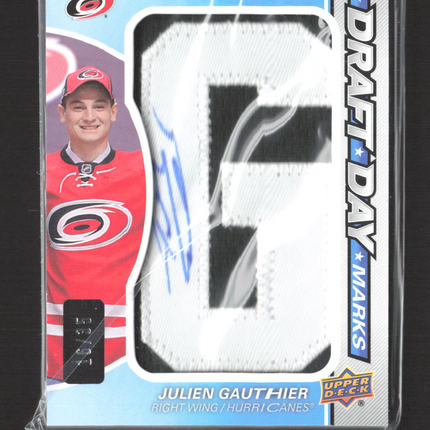 2018 UD SP Game Used Draft Day Marks Julien Gauthier #DDM-GA Auto Patch /35