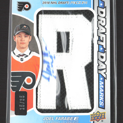 2020 Upper Deck SP Game Used Draft Day Marks Joel Farabee #DDM-JF Auto Patch /35